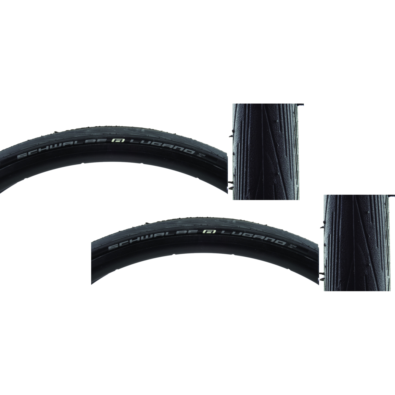 Pack of 2 Schwalbe Lugano II Tire 700 x 25 Clincher Wire Black Endurance 11159024