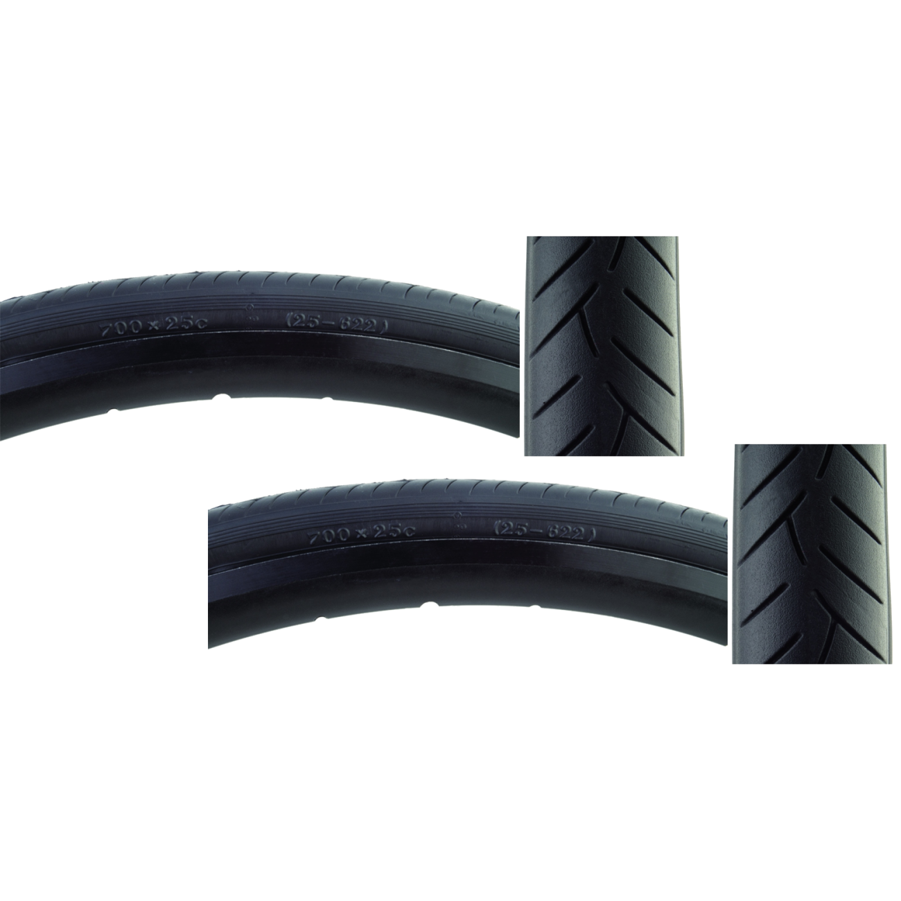 Pack of 2 Sunlite Smoothie 700x25 Fold TPI 100 Black/BlackReflective Road Tire