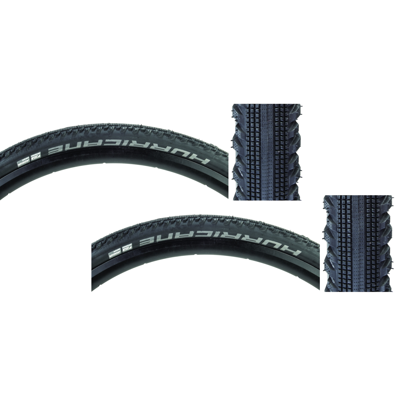 Pack of 2 Schwalbe Hurricane 700x40 Wire TPI 85 Black/Black Reflective Road Tire 11159054