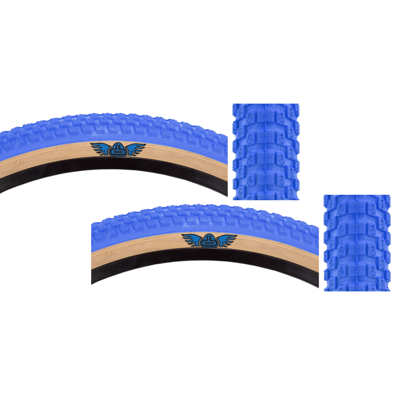 Pack of 2 SE Bikes Cub 20 x 2.0 Clincher Wire TPI 65 Bu/Tan Reflective BMX Bike 4776