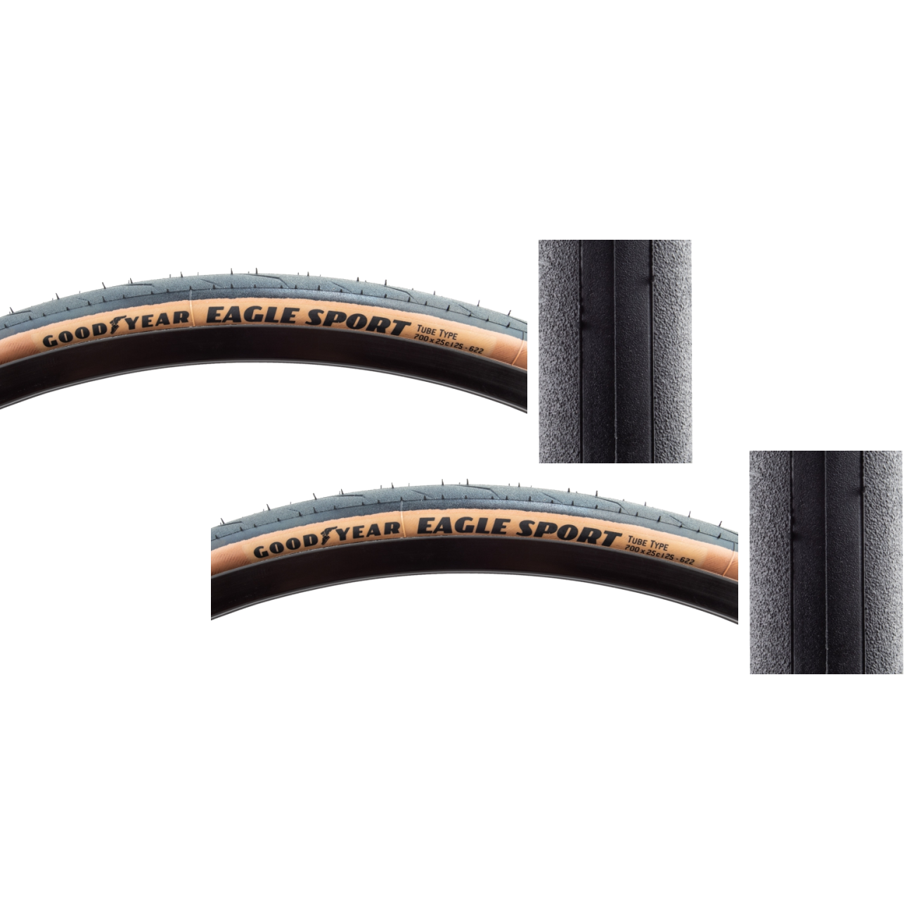 Pack of 2 Goodyear Eagle Sport Tire 700 x 25 Clincher Folding Tan Road Bike GR.013.25.622.V002.R