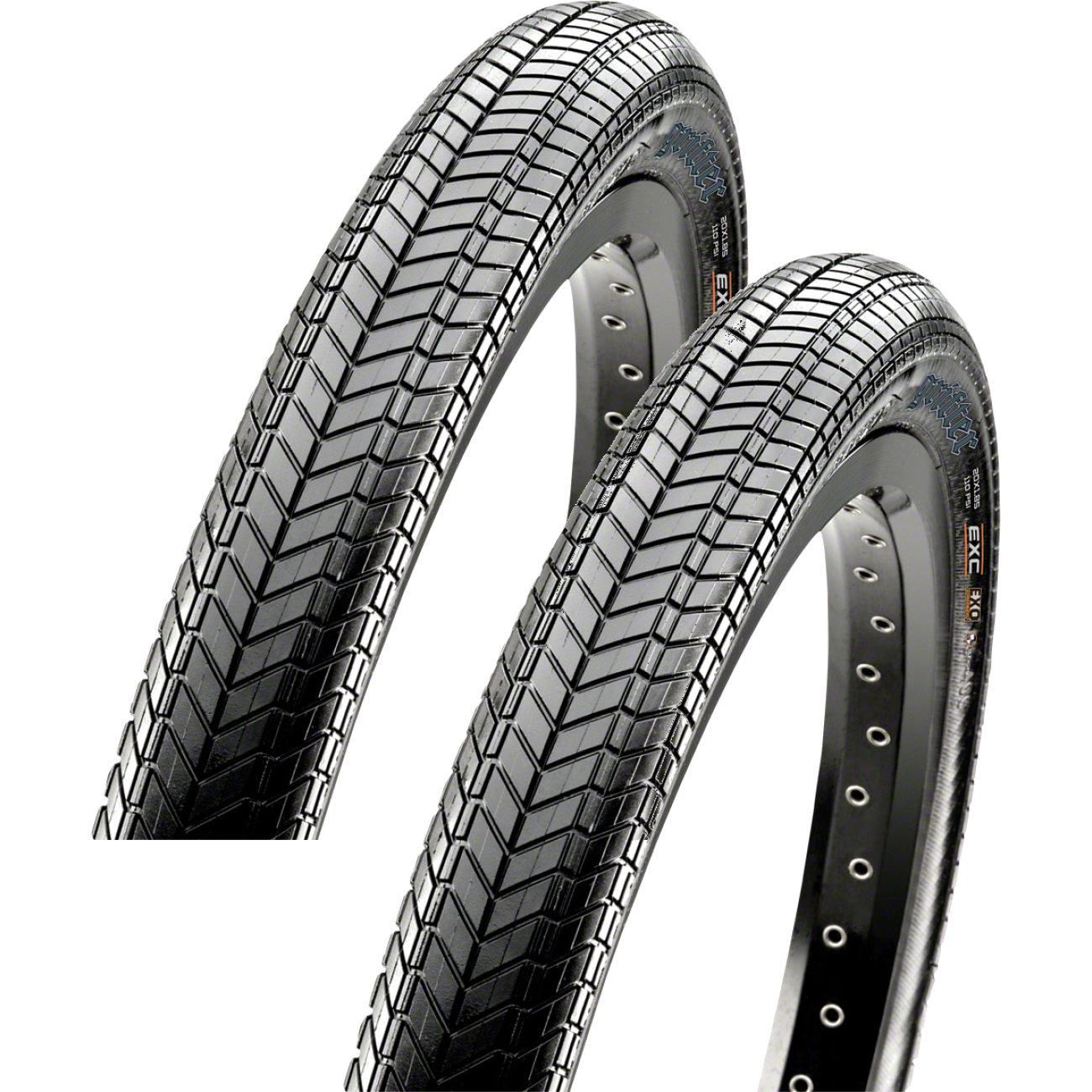 Pack of 2 Maxxis Grifter 20x2.1 Clincher Fold TPI 110 Blk/Blk Reflective BMX TB00357200