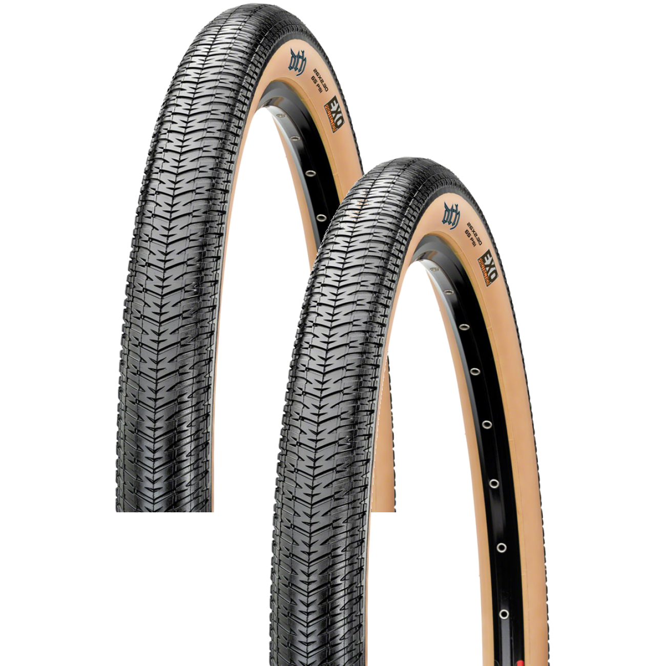 Pack of 2 Maxxis DTH Tire 26 x 2.15 Clincher Folding Black/Dark Tan EXO TB00334100