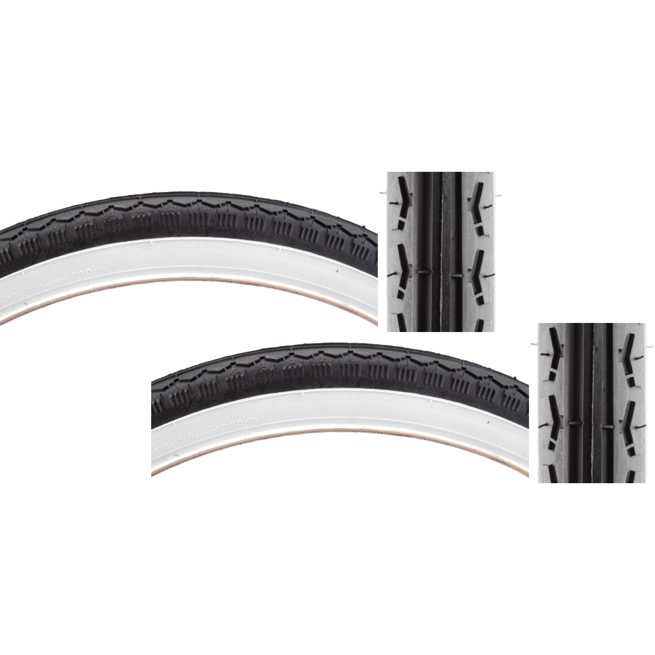 Pack of 2 Sunlite Street 26 x 2.125 Clincher Wire 40 Black/Wht Reflective