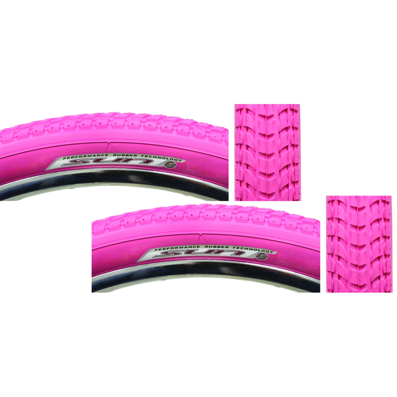 Pack of 2 Sunlite Cruiser 927 26x2.125 Clincher Wire TPI 40 Pk/PnkReflective