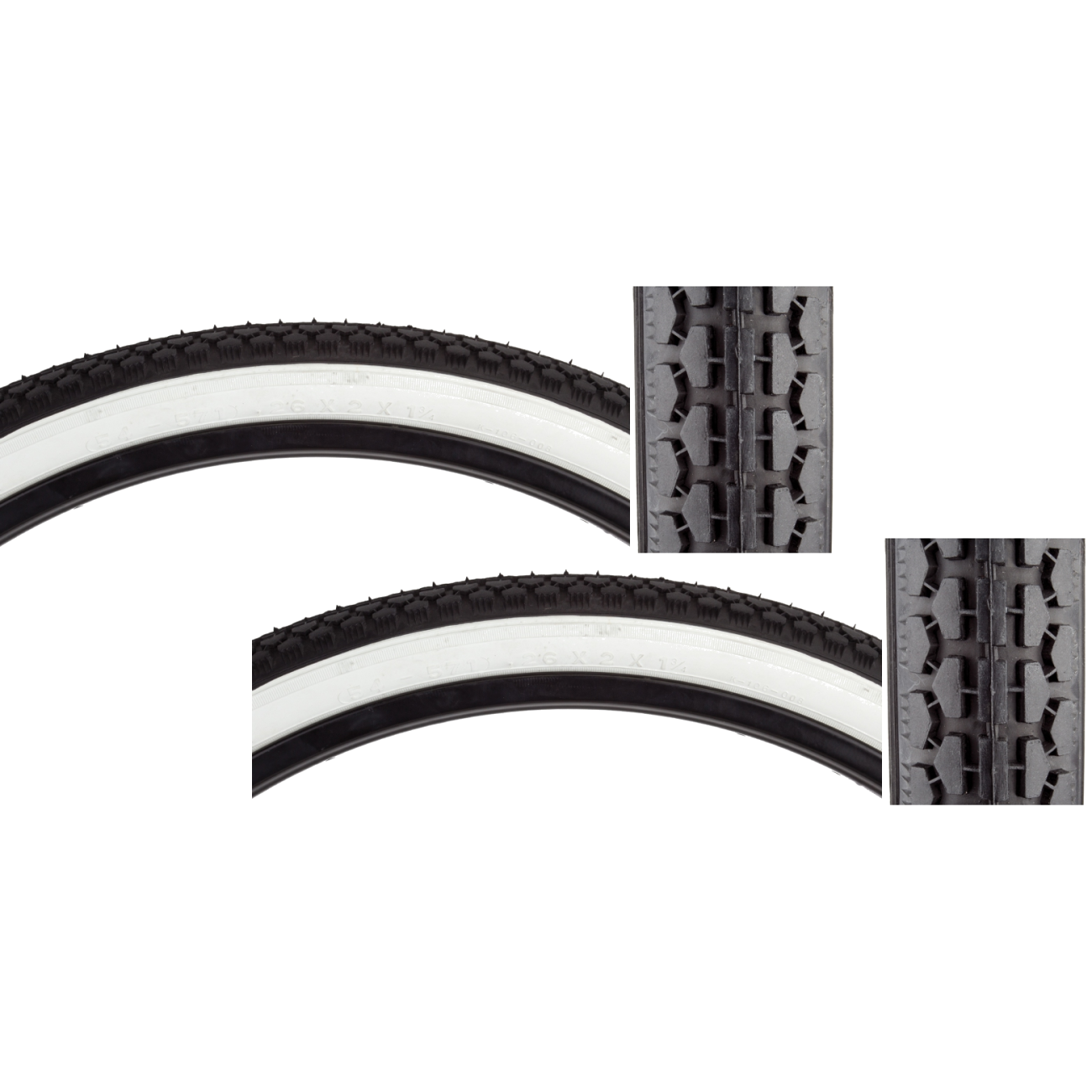 Pack of 2 Sunlite Street S7 Classic 26x2x13/4 S7 Clincher Wire 45 Black/Wht