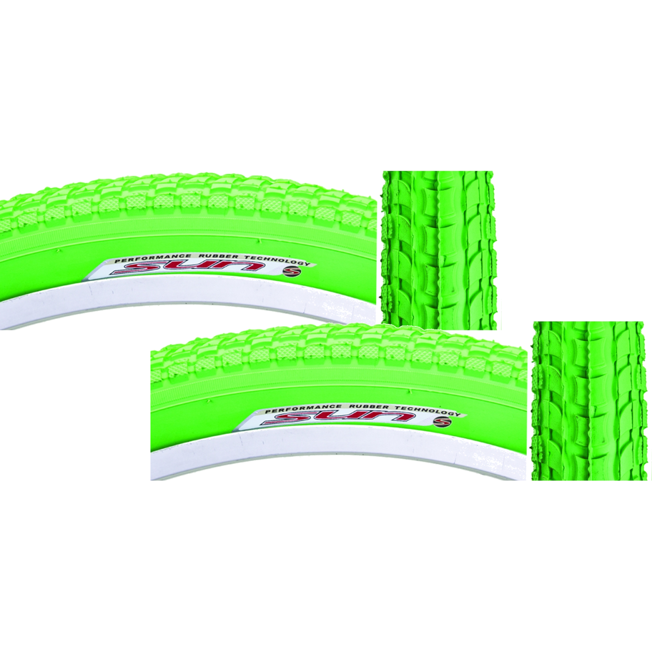 Pack of 2 Sunlite Cruiser 927 26x2.125 Clincher Wire TPI 40 Gn/Grn Reflective