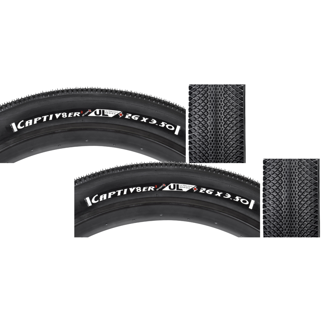 Pack of 2 Origin8 Captiv8er UL 26x3.5 Clincher Fold 30 Black/Black Reflective