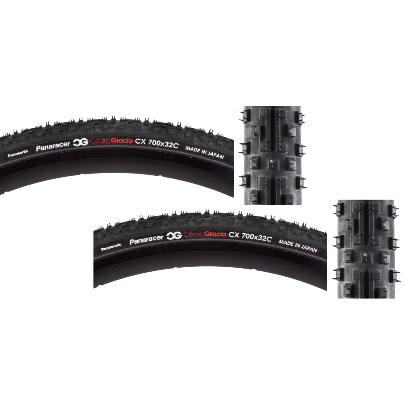 Panaracer Gravel Tire Pack of 2 CG CX 700x32 Tubeless TPI 75 Black/Black Reflective Road RF732BAX-CG