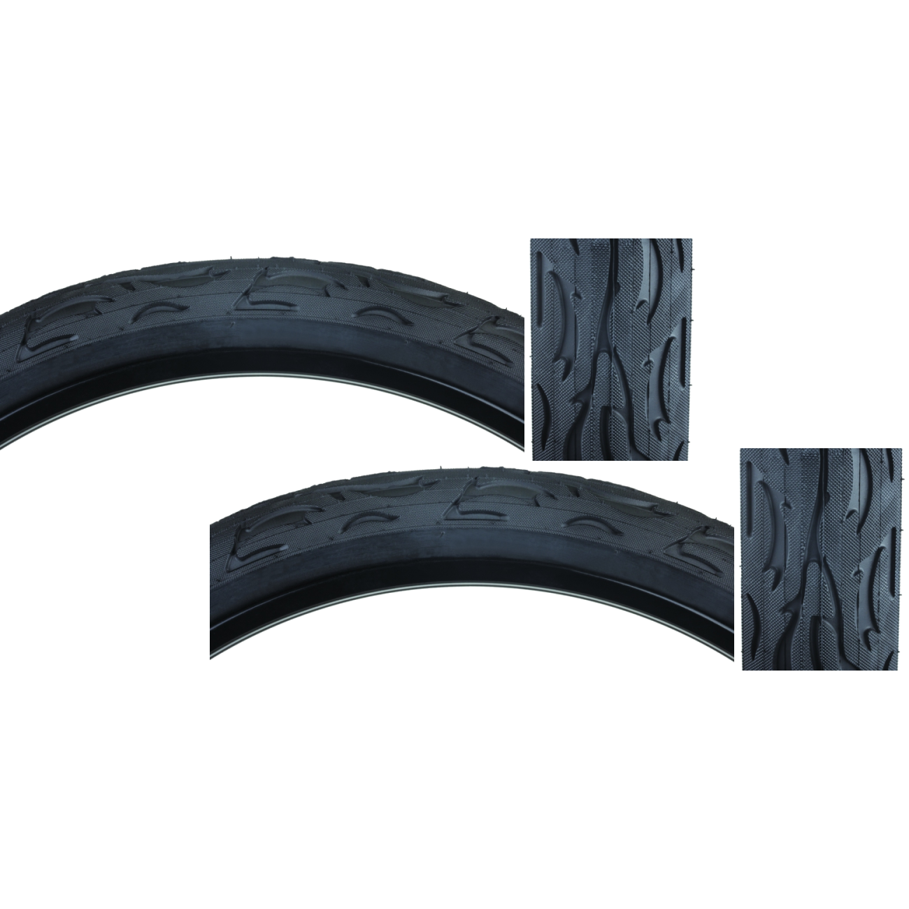 Pack of 2 Sunlite Cruiser Flame 26x2.125 Clincher Wire 40 Black/Black Reflective