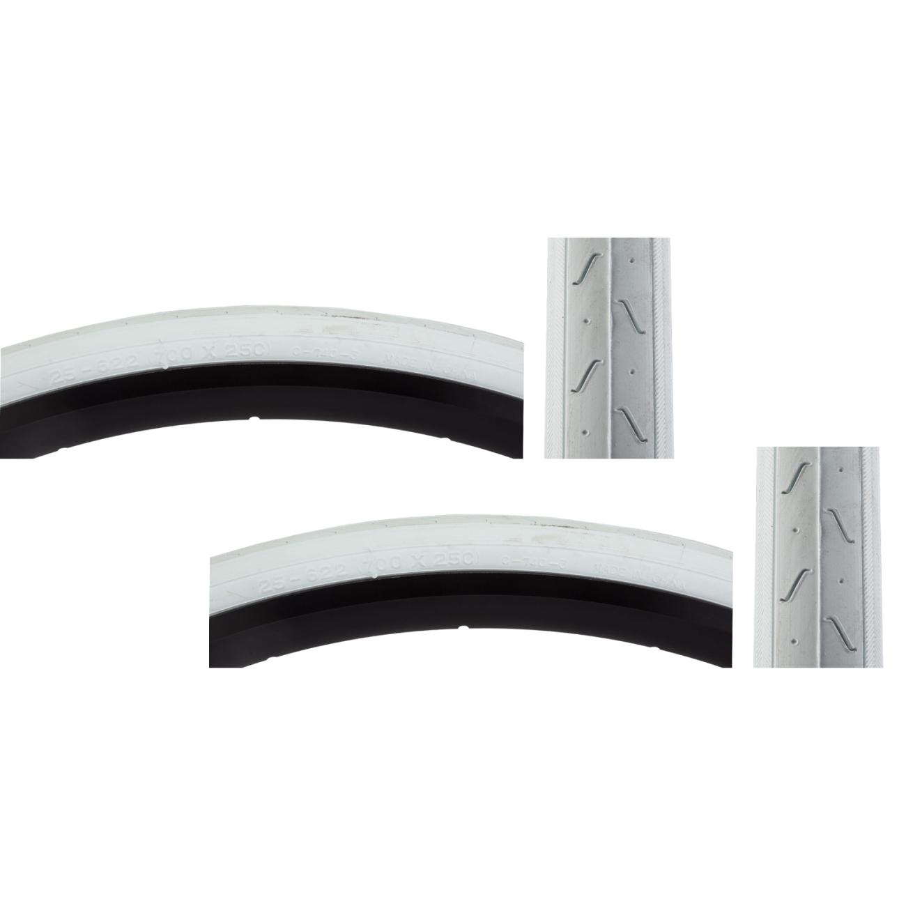 Pack of 2 Sunlite Super HP CST740 700x25 Wire TPI 100 Wh/Wht Reflective Road