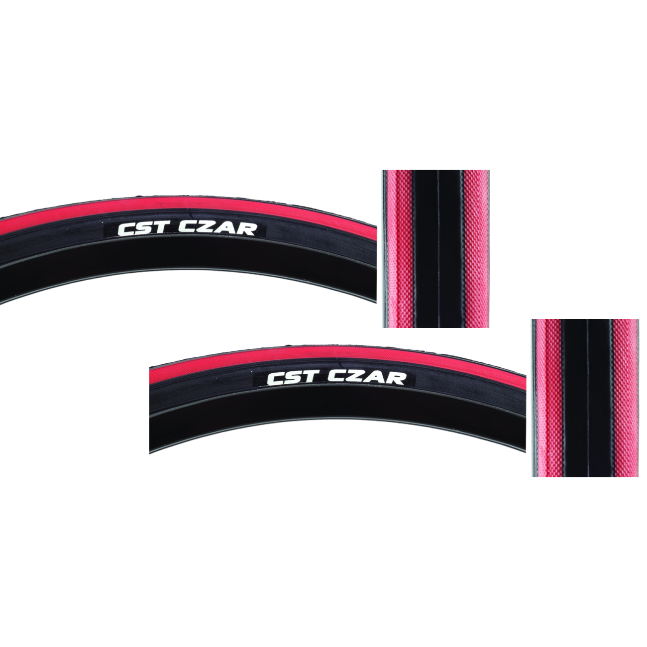 Pack of 2 Cst Czar 700x25 Wire TPI 120 Black/Red Reflective Road Tire TB86395500