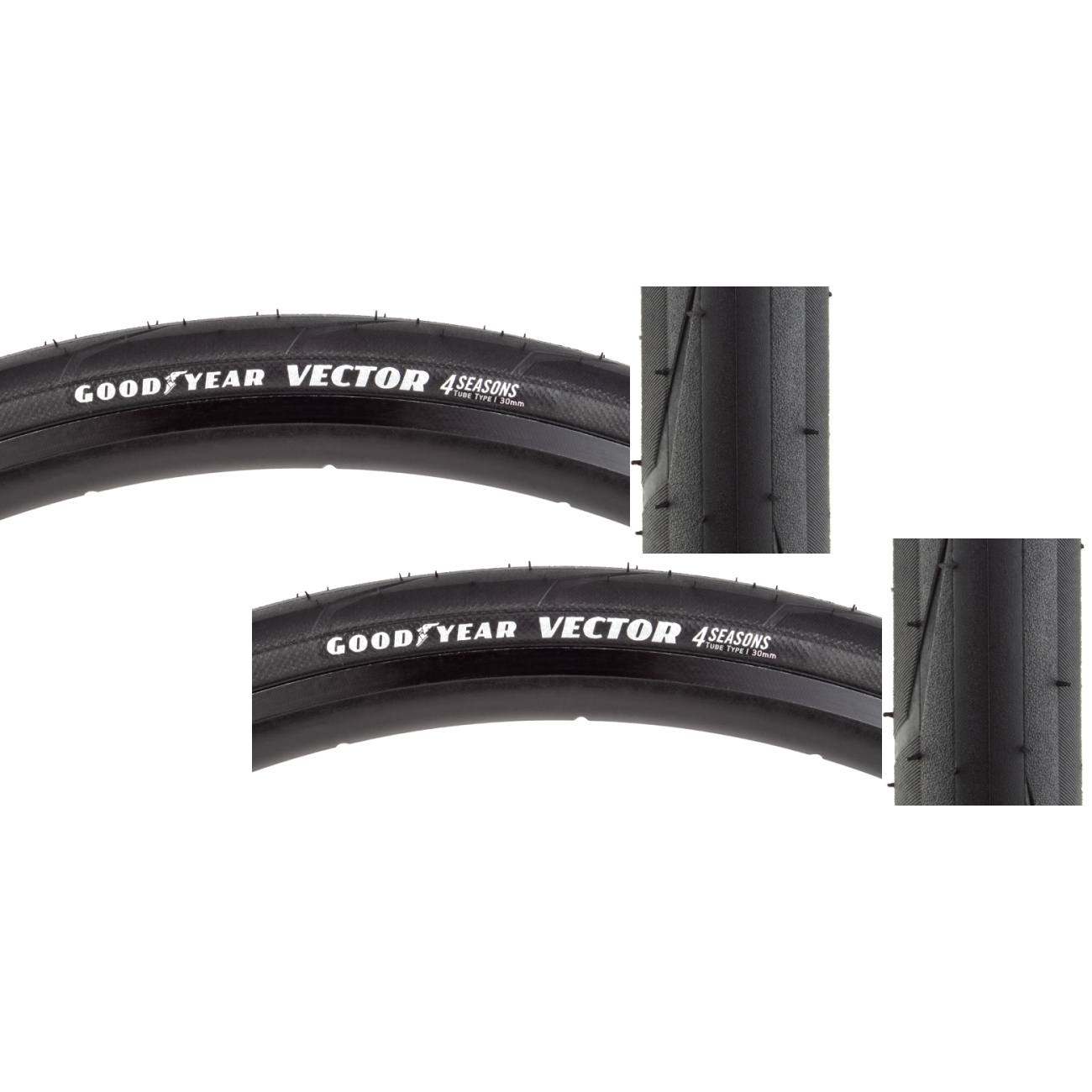 2 Pack Goodyear Vector 4Seasons Tire Black Dynamic Silica4 Compound 700 x 30 GR.012.30.622.V001.R