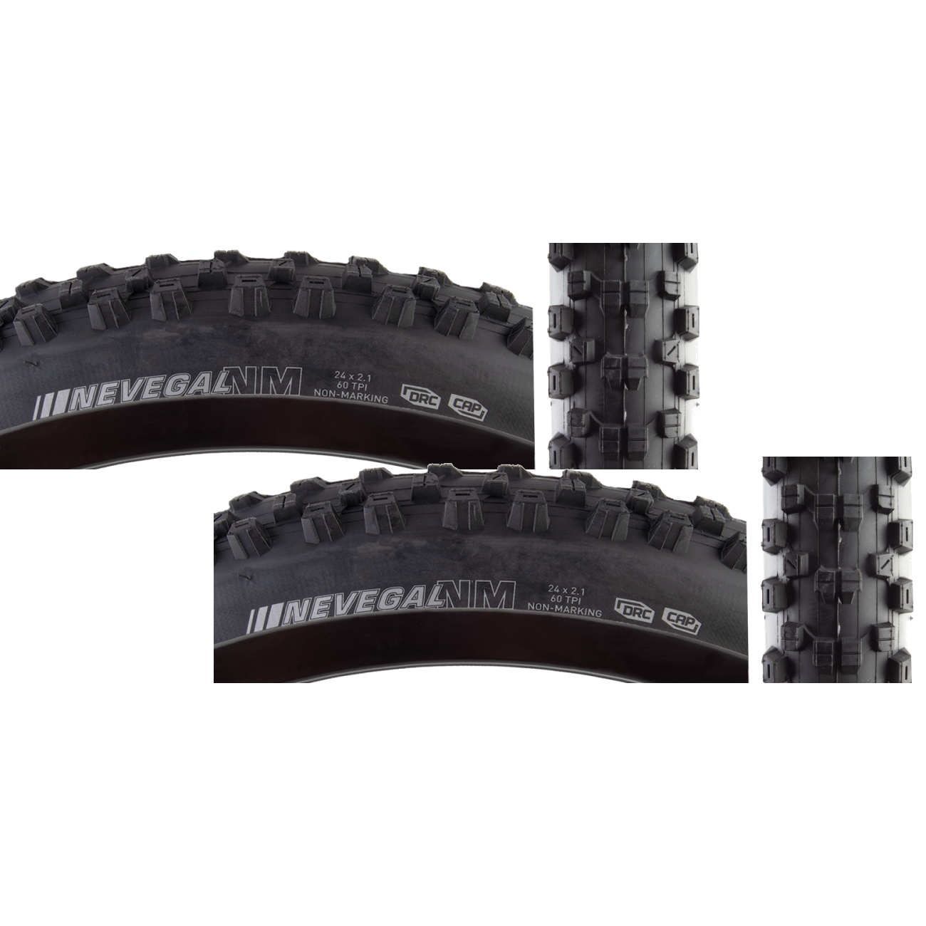 Pack of 2 Kenda Nevegal 24x2.1 Clincher Wire TPI 110 Black/Black Reflective BMX 212188