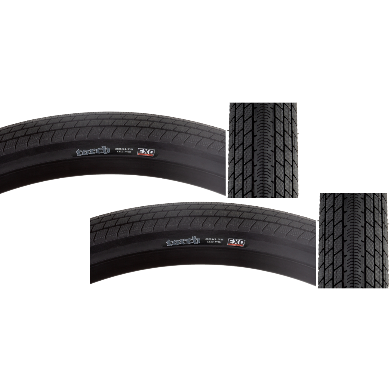 Pack of 2 Maxxis Torch Tire 20 x 1.75 Tubeless Folding Black EXO BMX Bike TB29089100