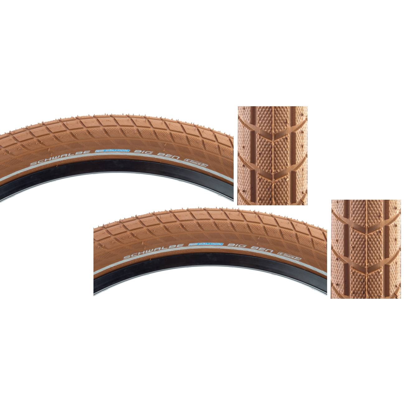Schwalbe Gravel Tire Pack of 2 Little Big Ben Active Twin KGuard 700x38 Wire TPI 70 Bn/Brn/Ref 11100565