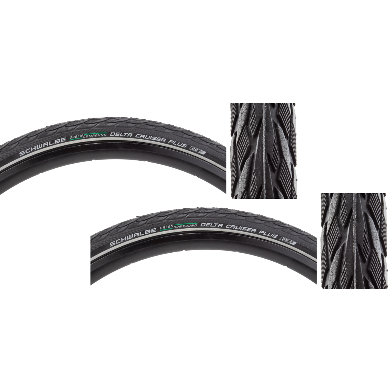 Pack of 2 Schwalbe Delta Cruiser+ Active Twin PG 26x2.0 Wire TPI 70 Bk/Bsk/Ref 11101074.01