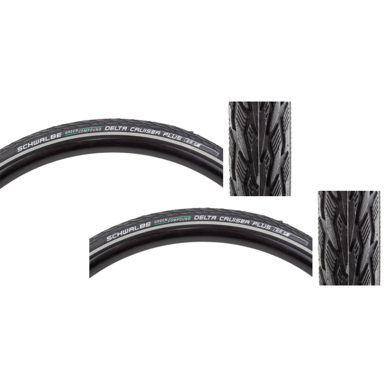 Pack of 2 Schwalbe Delta Cruiser+ Active Twin PG 700x28 Wire TPI 100 Bk/Bsk/Ref 11101075.01