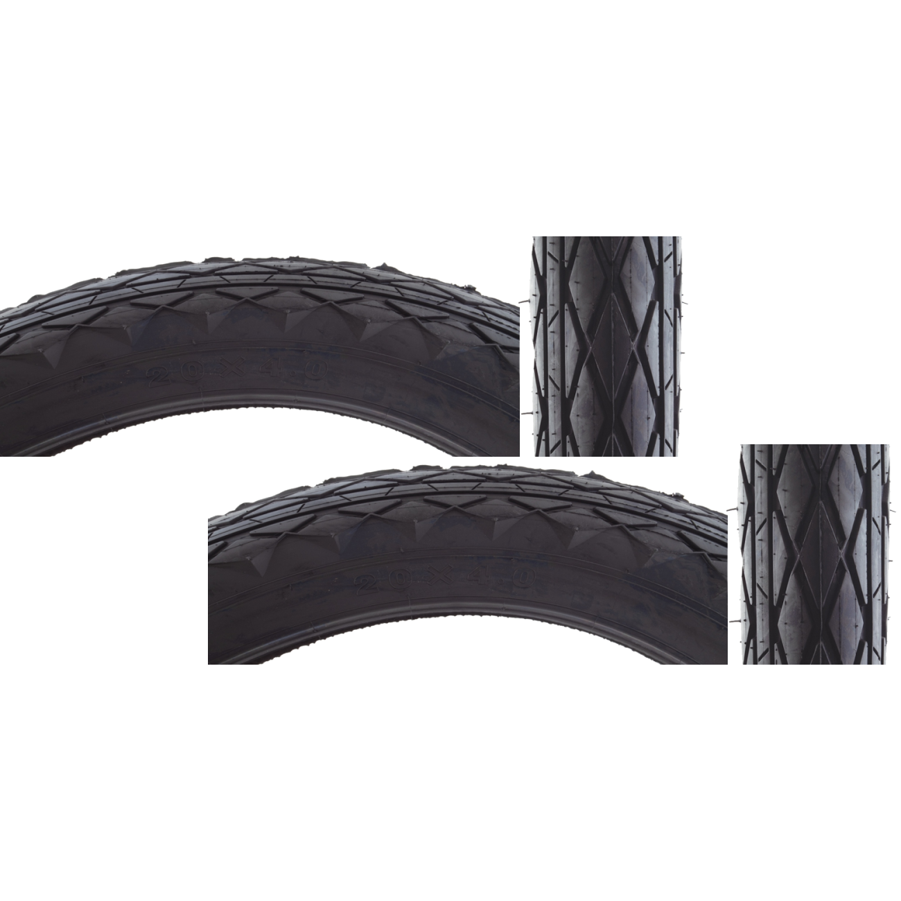 Pack of 2 Sunlite SuperDan 20x4.0 Clincher Wire TPI 20 Black/Black Reflective