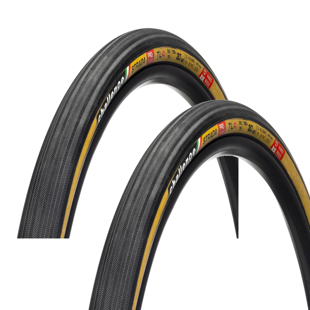 Challenge Gravel Tire Pack of 2 Strada Pro 700 x 30 Tubeless Folding Black/Tan 00557