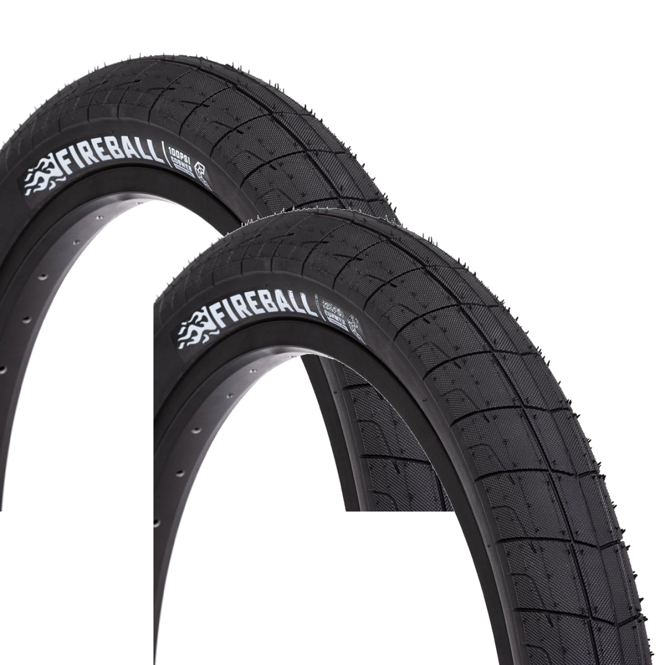 Pack of 2 Eclat Fireball Tire 20 x 2.3 TPI 60 Clincher Wire Black BMX Bike 29033060114