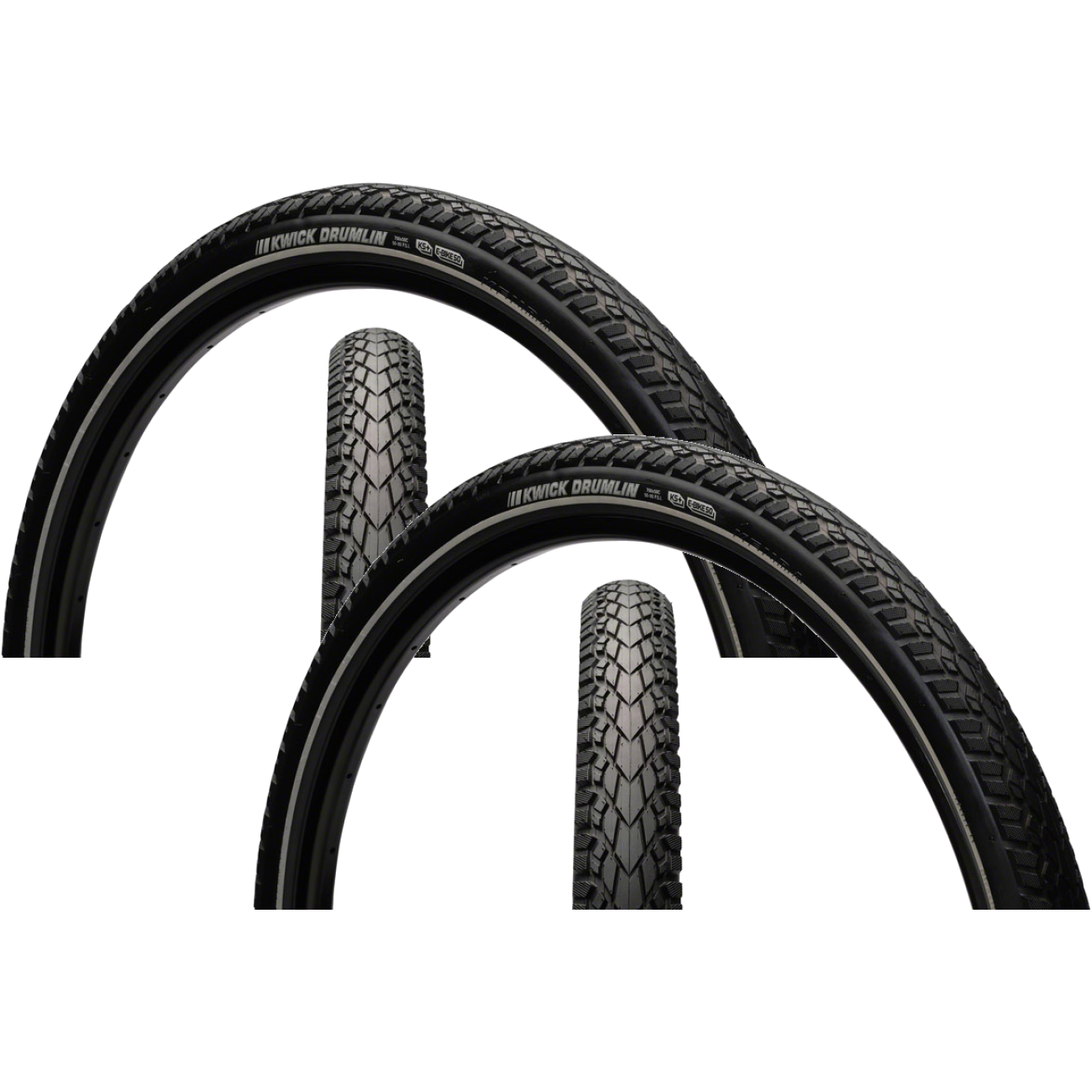 Kenda Gravel Tire Pack of 2 Kwick Drumlin 700 x 42 Clincher Wire Black/Reflective 90014853