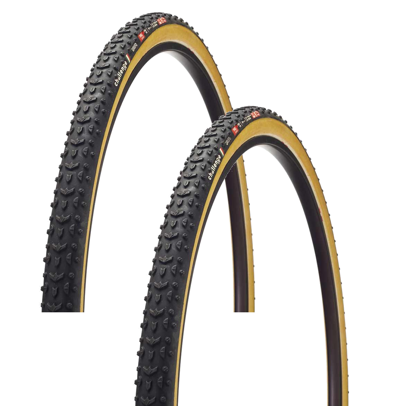 Pack of 2 Challenge Grifo Pro Tire 700 x 33 Clincher Black/Tan Handmade 603