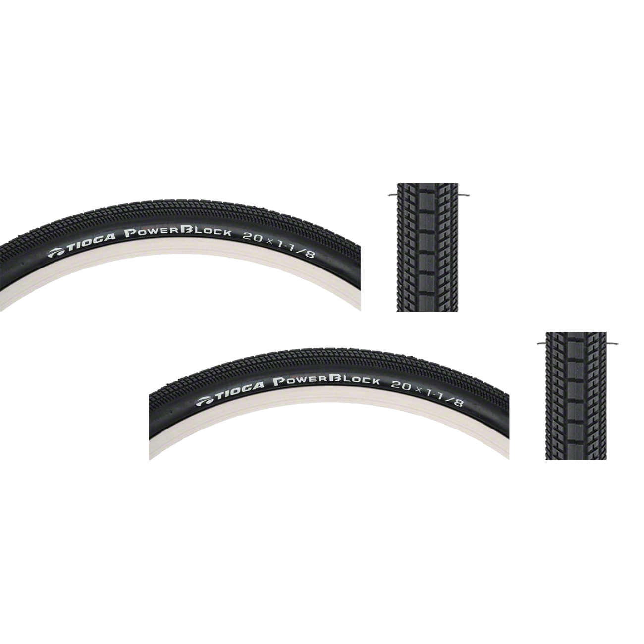 Pack of 2 Tioga PowerBlock Tire 20 x 11/8 Clincher Wire Black 60tpi BCIR0855