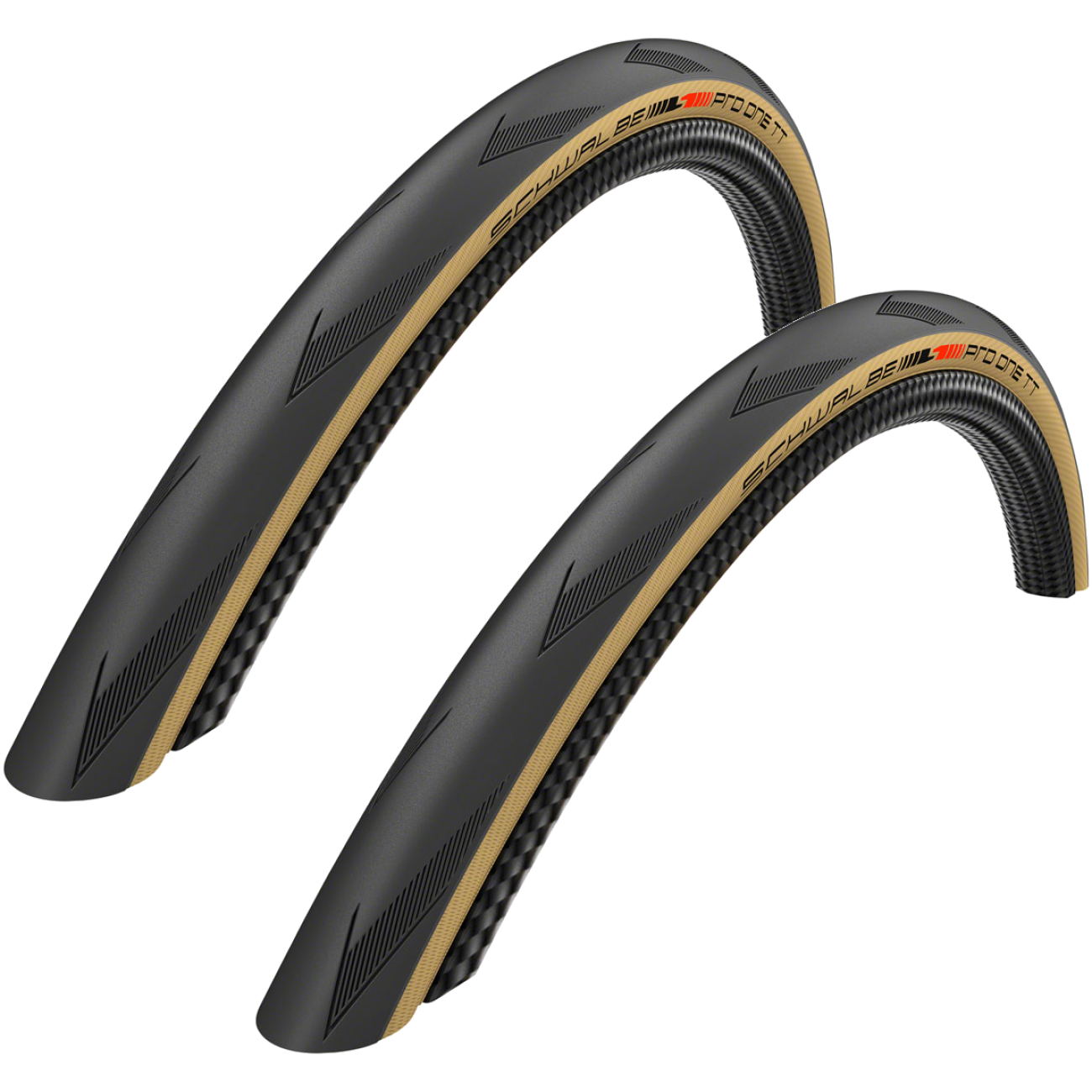Pack of 2 Schwalbe Pro One TT Tire 700 x 28 Tubeless Folding Black/Tan 11653973