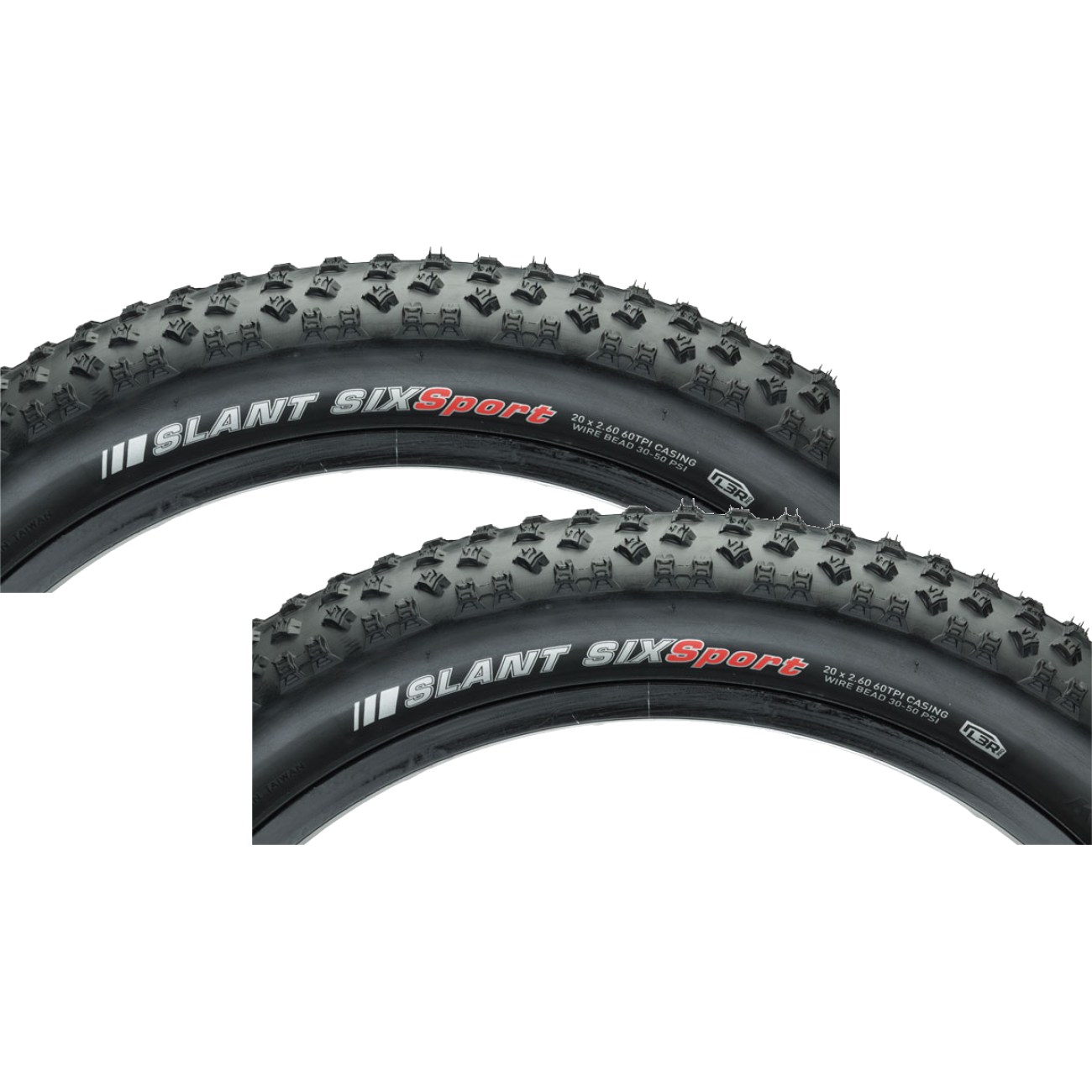 Pack of 2 Kenda Slant 6 Tire 20 x 2.6 Clincher Wire Steel Black Mountain Bike 213236-030L4N78