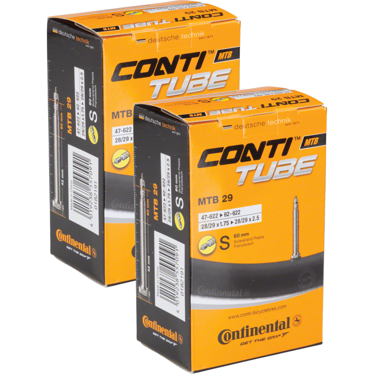 Pack of 2 Continental 29 x 1.75-2.5 60mm Presta Valve Tube