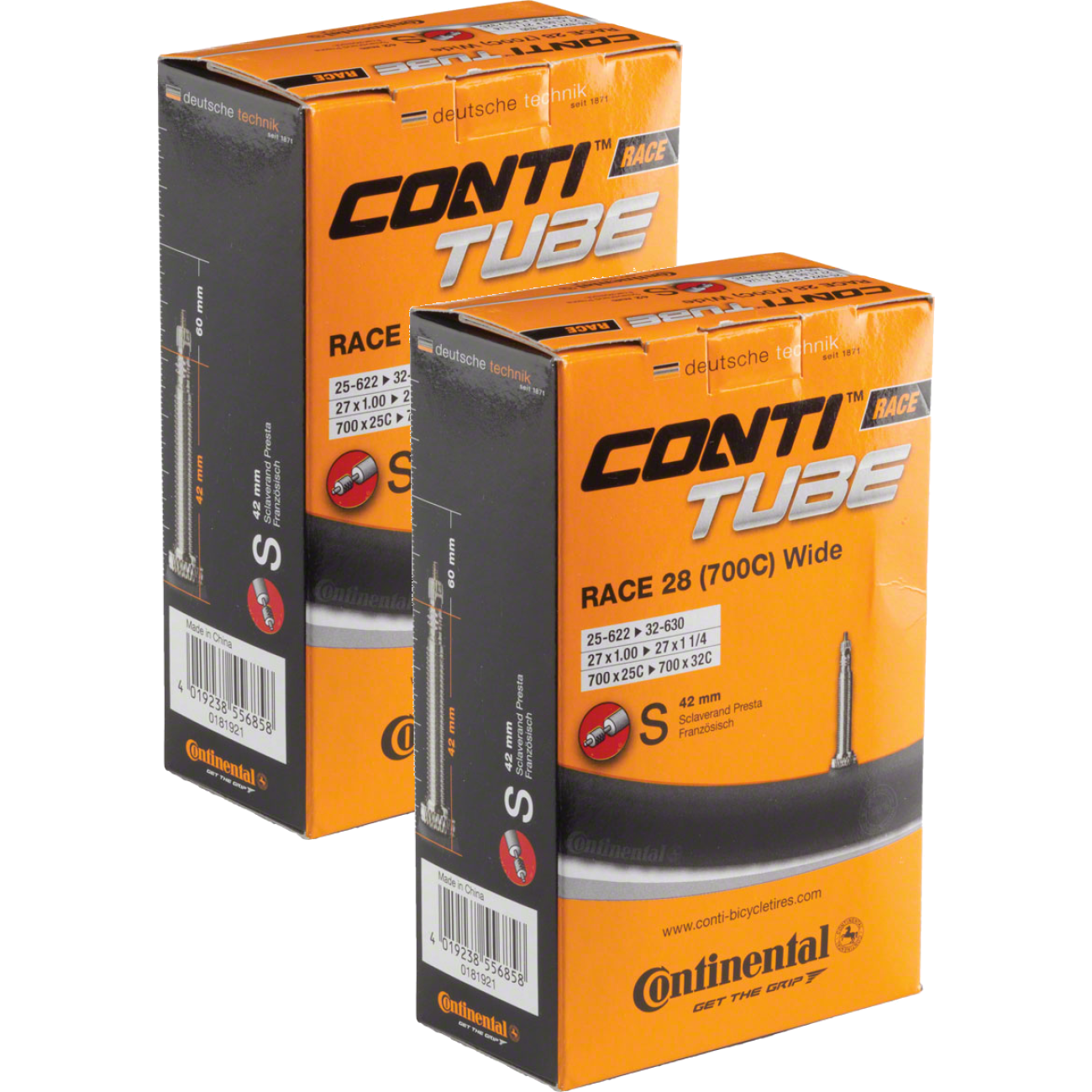 Pack of 2 Continental 700 x 25-32mm 42mm Presta Valve Tube
