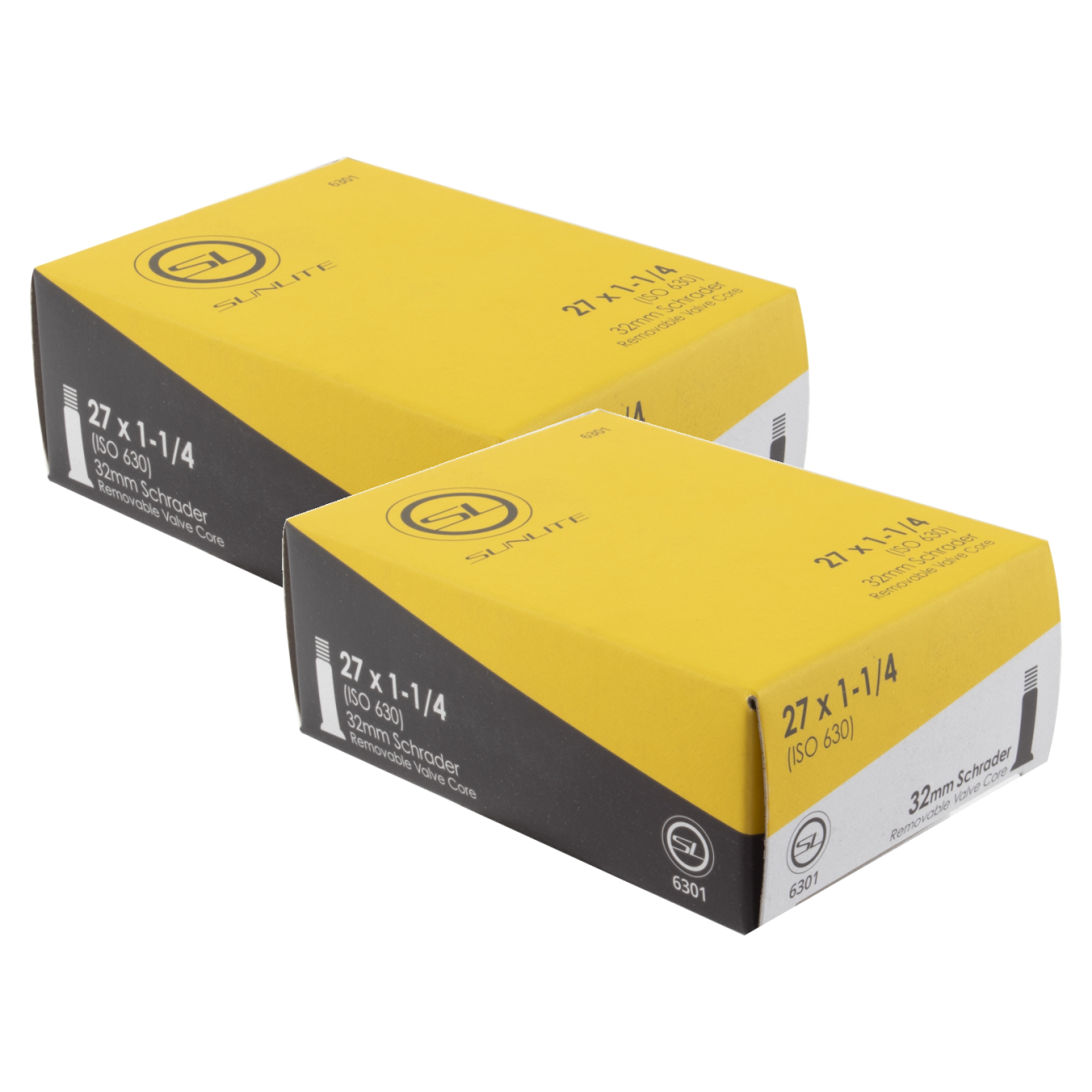 Sunlite Standard Tubes - 27 x 1-1/4, Schrader Valve 32mm 0d, Pack of 2