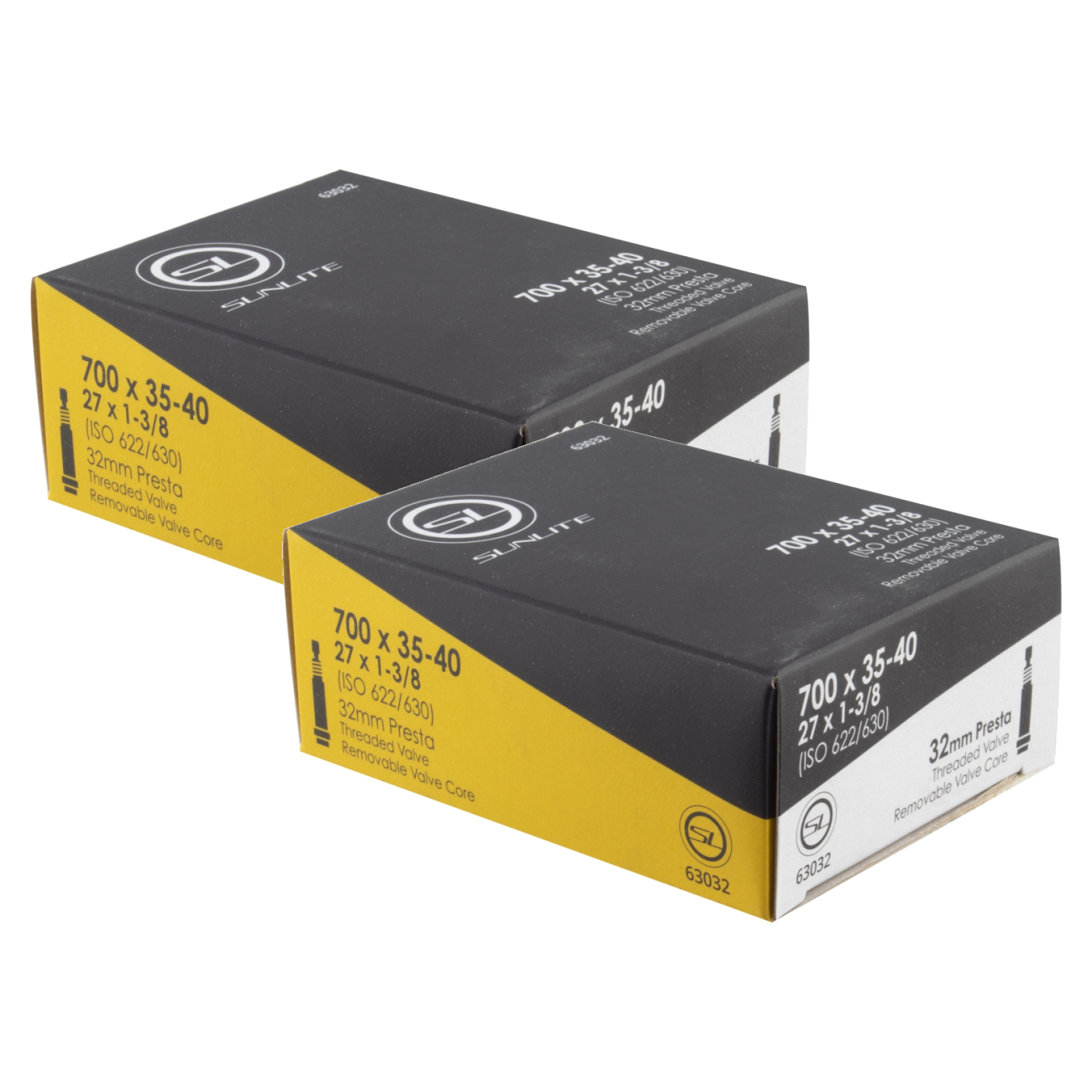 Pack of 2 Sunlite Standard Presta Valve 700x35-40 (27x1-3/8) PV 32mm 0d