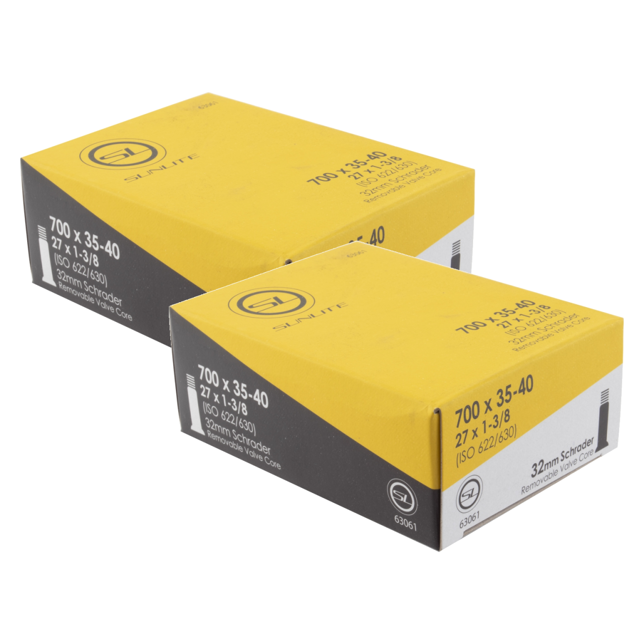 Sunlite Standard Tubes - 700 x 35-40 (27x1-3/8) Schrader Valve 32mm 0d Pack of 2