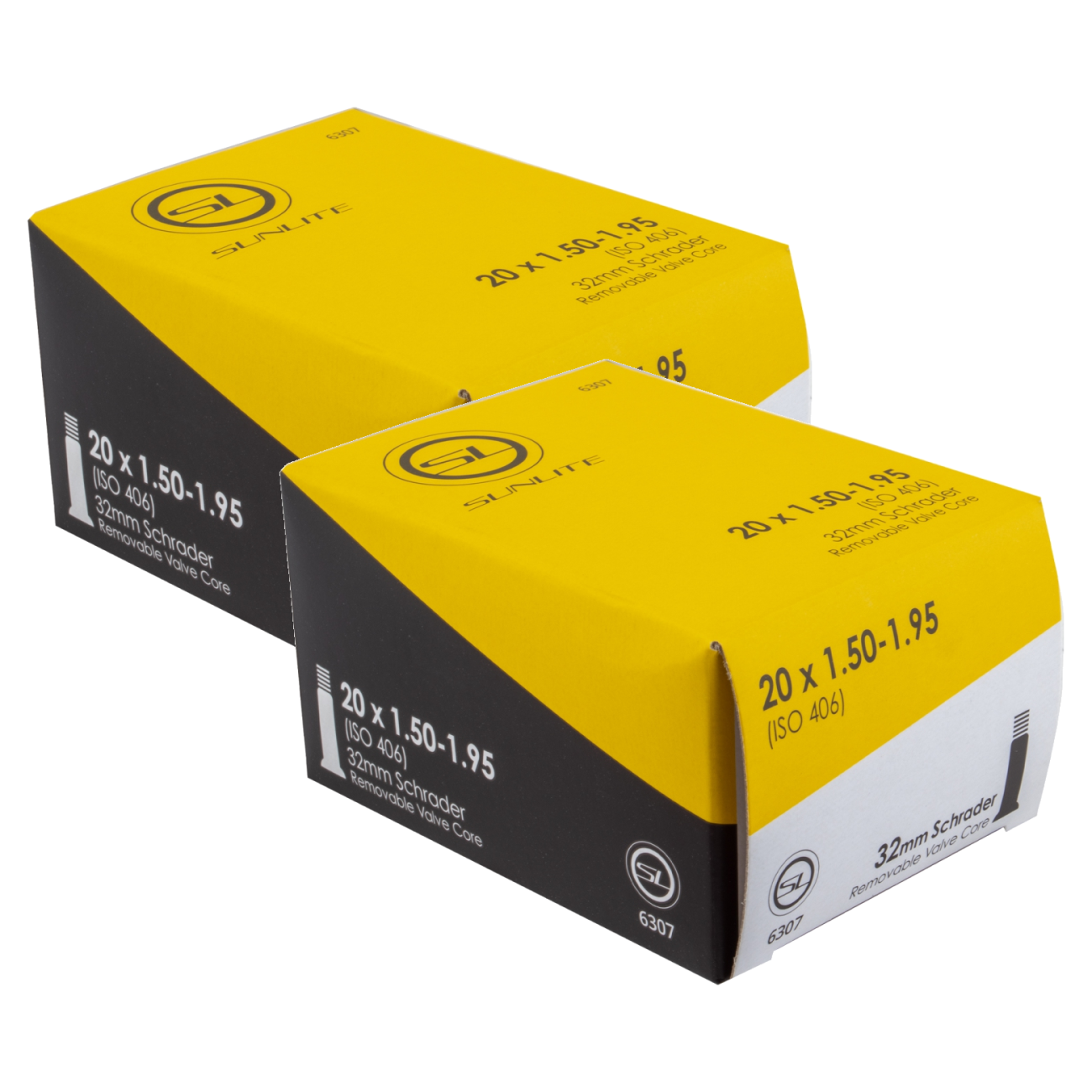 Sunlite Standard Tubes - 20 x 1.50-1.95, Schrader Valve 32mm 0d, Pack of 2