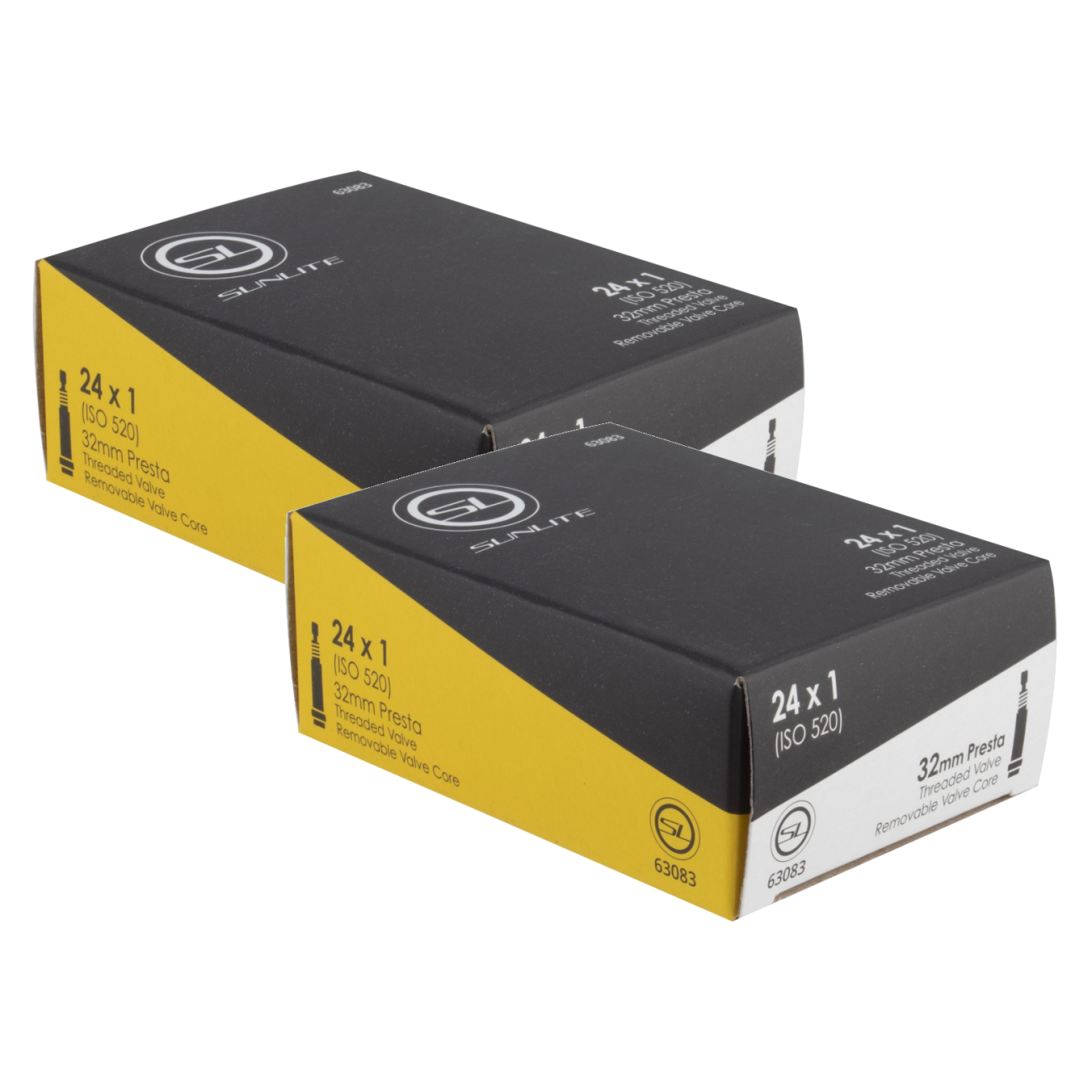 Sunlite Standard Tubes - 24 x 1 (520x23-25), Presta Valve 32mm 0d, Pack of 2