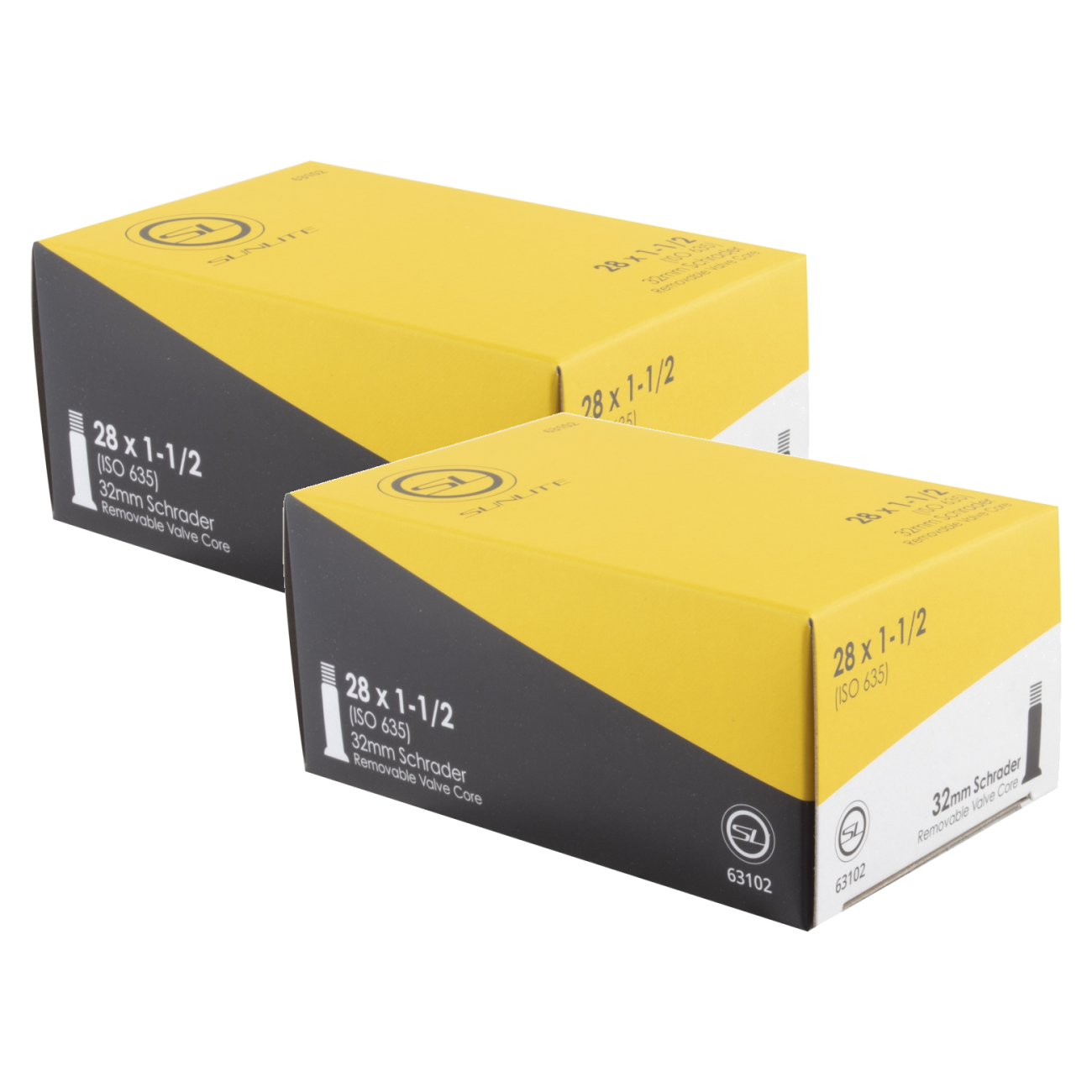 Sunlite Standard Tubes - 28 x 1-1/2, Schrader Valve 32mm 0d, Pack of 2