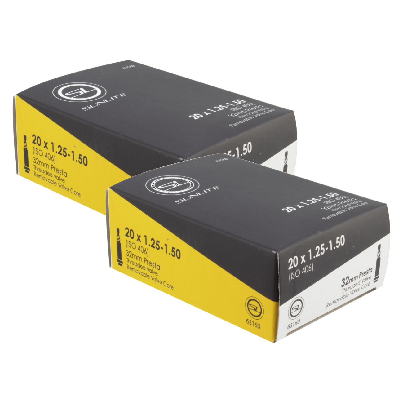 Pack of 2 Sunlite Standard Presta Valve 20x1.25-1.50 (406x32-37) PV 32mm 0d