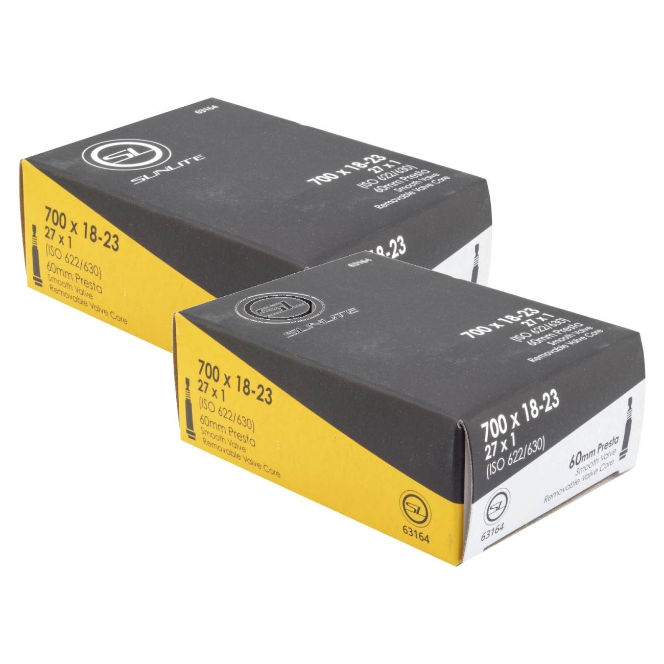 Pack of 2 Sunlite Standard Presta Valve 700x18-23 (27x1) PV 60mm 0d