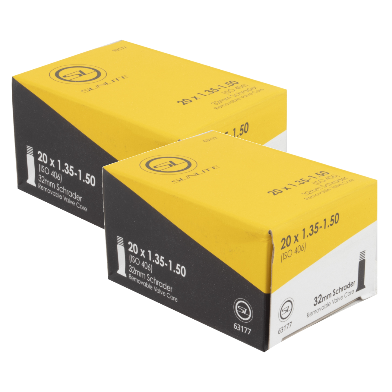 Sunlite Standard Tubes - 20 x 1.35-1.50 (406x37), SV 32mm 0d, Pack of 2