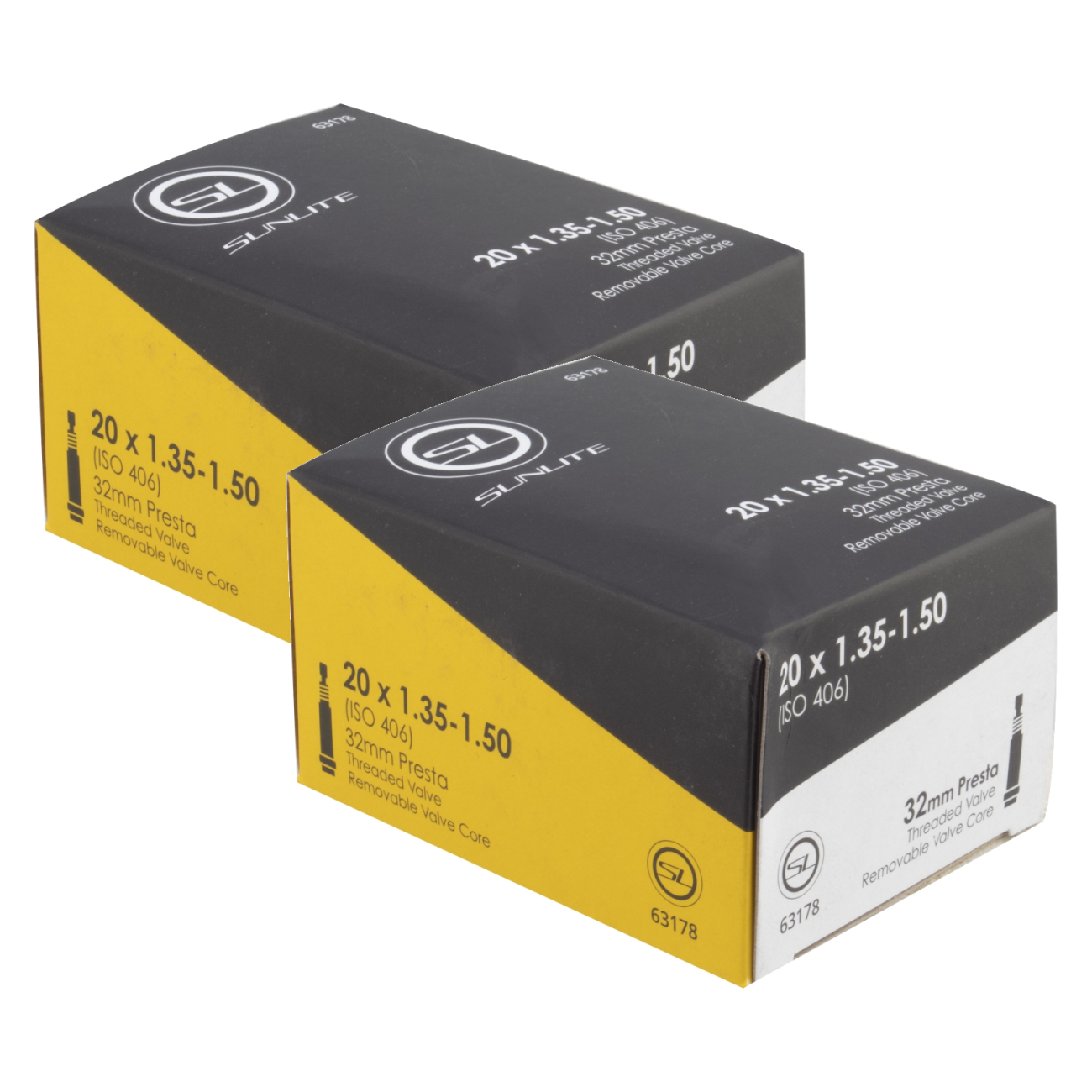 Sunlite Standard Tubes - 20 x 1.35-1.50 (406x37-45), PV 32mm 0d, Pack of 2