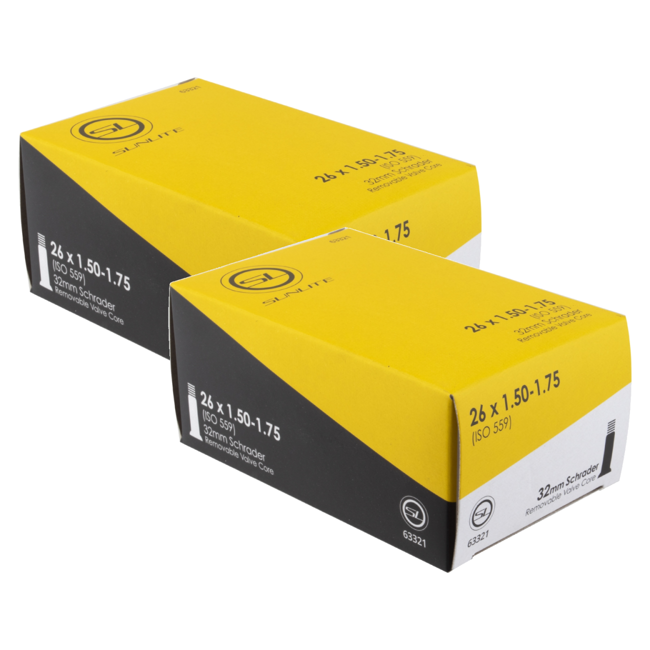 Pack of 2 Sunlite Standard Schrader Valve 26x1.50-1.75 SV 32mm 0d