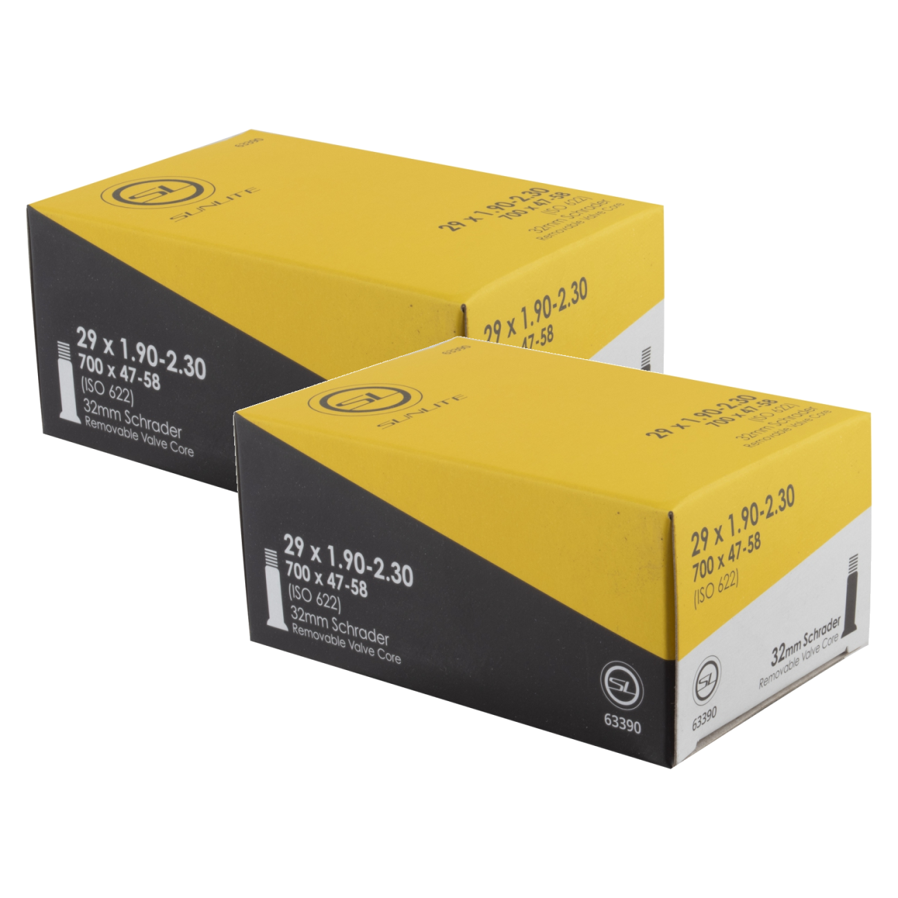Pack of 2 Sunlite Standard Schrader Valve 29x1.90-2.30 (700x47-58) SV 32mm 0d