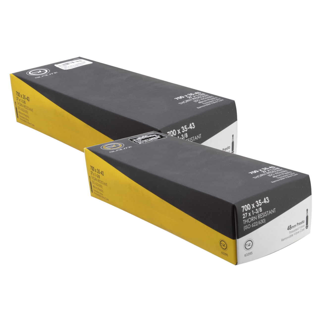 Pack of 2 Sunlite Thorn Resistant Presta Valve 700x35-43 (27x1-3/8) PV 48mm 0d