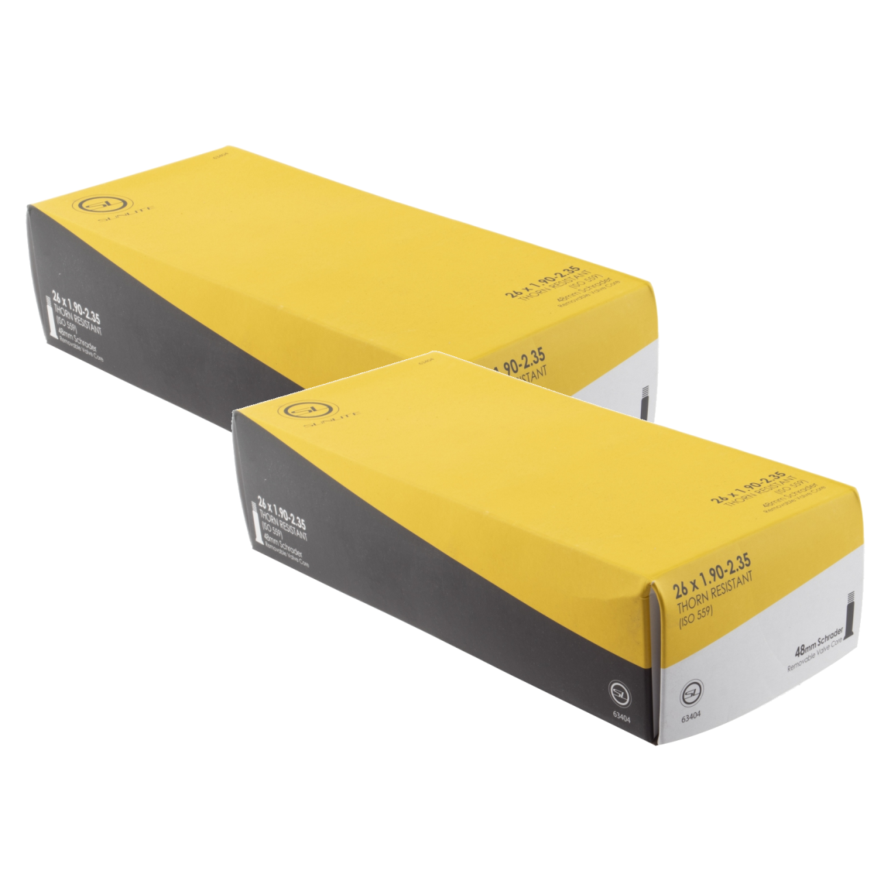 Pack of 2 Sunlite Thorn Resistant Schrader Valve 26x1.90-2.35 SV 48mm 0d