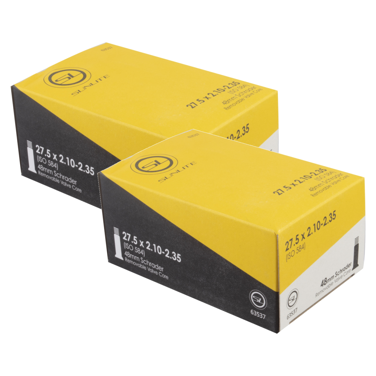 Pack of 2 Sunlite Standard Schrader Valve 27.5x2.10-2.35 SV 48mm 0d