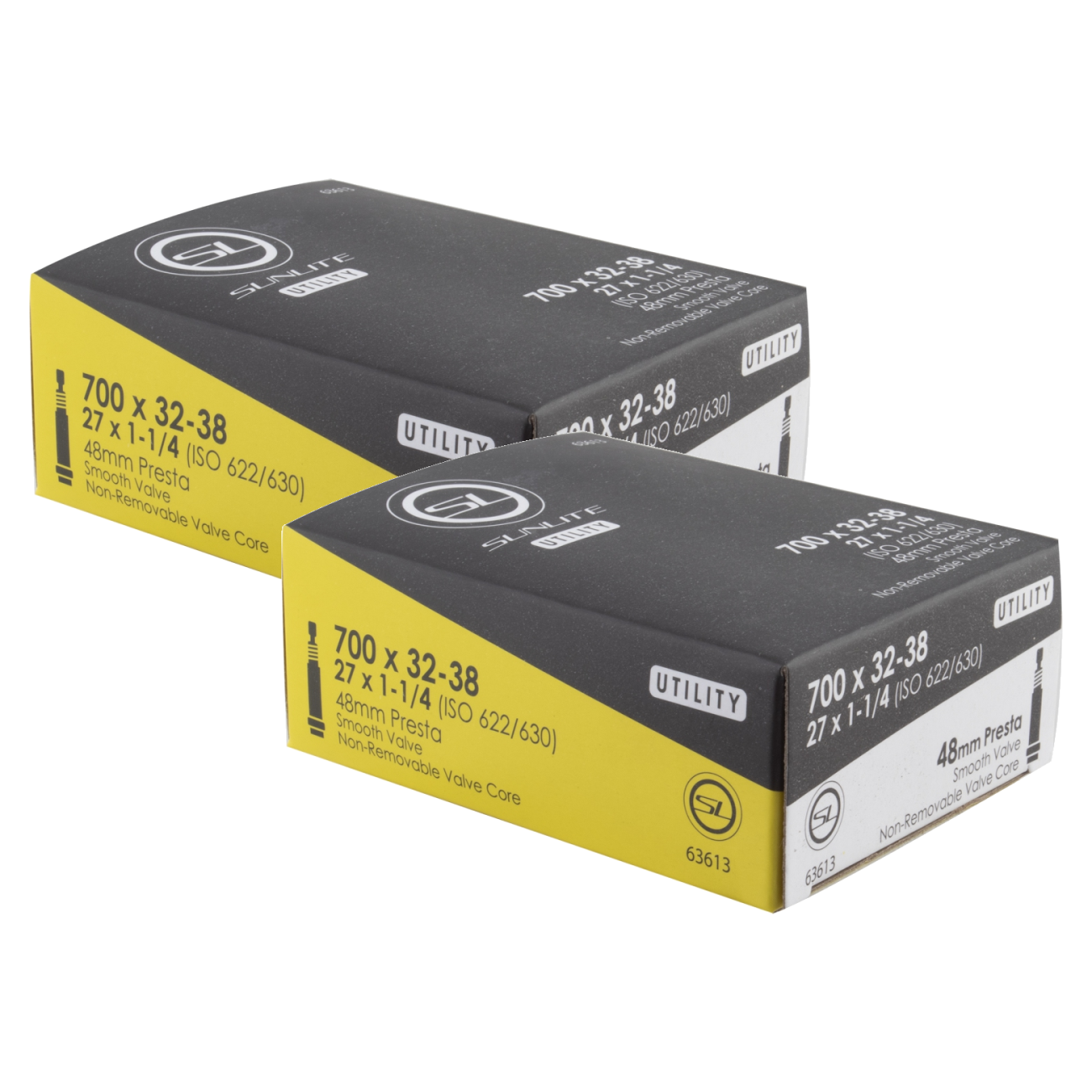 Pack of 2 Sunlite Utili-T Standard Presta Valve Tubes 700x32-38 (27x1-1/4) PV