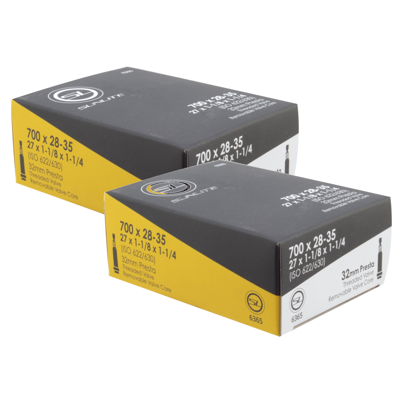 Pack of 2 Sunlite Standard Presta Valve 700x28-35 (27x1-1/8x1-1/4) PV 32mm 0d