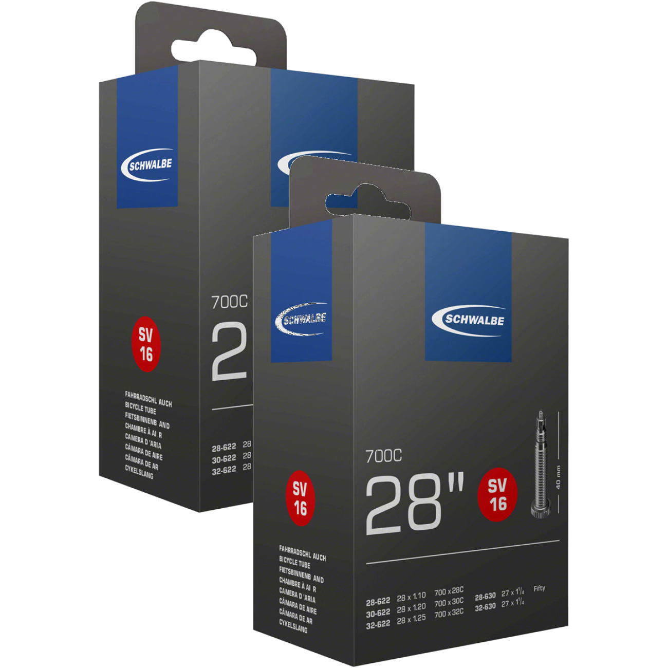 Pack of 2 Schwalbe Standard Tube - 700 x 28-32mm, 40mm, Presta Valve